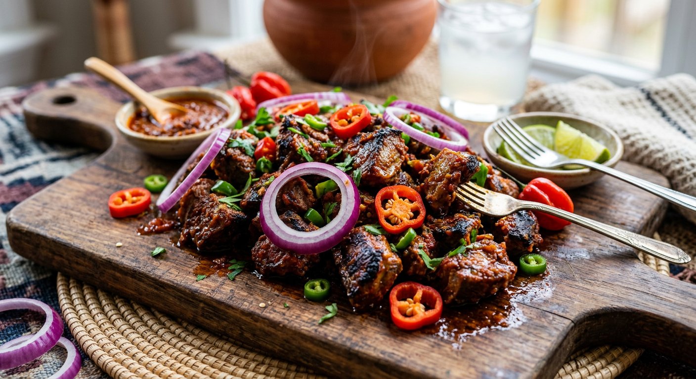 Spicy Asun Peppered Goat Meat Board